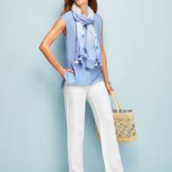 Talbots Petites Stretch Vintage White Wide Leg Lined Pants Size 10p - Picture 11 of 14